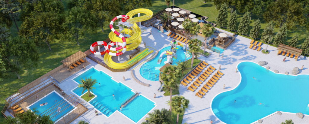 Vue 3d du parc aquatique du camping la Chapelle en construction
